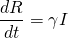 \begin{align*} \frac{dR}{dt} = \gamma I \end{align*}